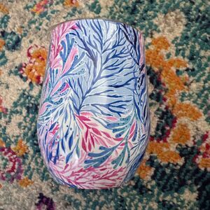 Lilly Pullitzer Insulated Tumbler 12 oz Stainless Steel Lid Stemless Drinks Wine